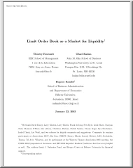 Foucault-Kadan - Limit order book as a market for liquidity