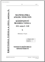 Matematika angol nyelven középszintű írásbeli érettségi vizsga megoldással, 2012