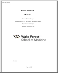 Wake Forest School of Medicine, Student Handbook 2021-2022