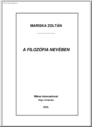 Mariska Zoltán - A filozófia nevében