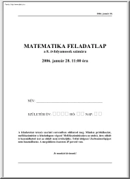 Matematika központi írásbeli felvételi feladatsor megoldással, 2006