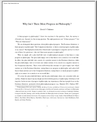 David J. Chalmers - Why Is not There More Progress in Philosophy