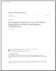 Ann C. Hodges - The Interplay of Civil Service Law and Collective Bargaining Law in Public Sector Employee Discipline Cases