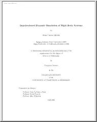 Brian Vincent Mirtich - Impulse based Dynamic Simulation of Rigid Body Systems