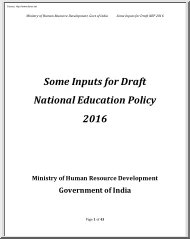 Some Inputs for Draft National Education Policy