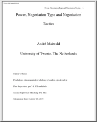 André Maiwald - Power, Negotiation Type and Negotiation Tactics