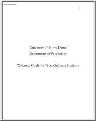 University of Notre Dame, Department of Psychology, Welcome Guide for New Graduate Students