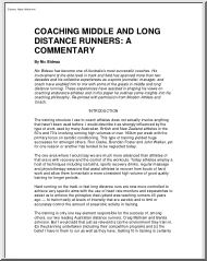 Nic Bideau - Coaching Middle and Long Distance Runners, A Commentary