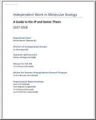 Independent Work in Molecular Biology, A Guide to the JP and Senior Thesis