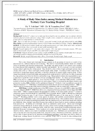 A Study of Body Mass Index among Medical Students in a Tertiary Care Teaching Hospital