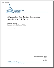 Kenneth Katzman - Afghanistan, Post-Taliban Governance, Security, and U.S. Policy