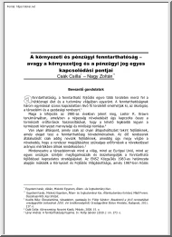 Csák-Nagy - A környezeti és pénzügyi fenntarthatóság, avagy a környezetjog és a pénzügyi jog egyes kapcsolódási pontjai
