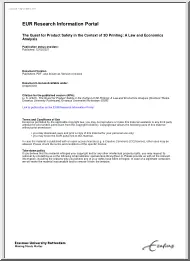 Shu Li - The Quest for Product Safety in the Context of 3D Printing, A Law and Economics Analysis