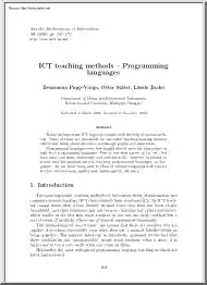 Varga-Szlávi-Zsakó - ICT Teaching Methods, Programming Languages