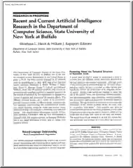 Hardt-Rapaport - Recent and Current Artificial Intelligence Research in the Department of Computer Science, State University of New York at Buffalo