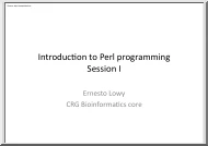 Ernesto Lowy - Introduction to Perl programming, Sesson I.
