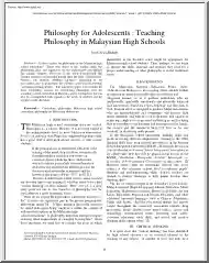 Syed Alwi Shahab - Philosophy for Adolescents, Teaching Philosophy in Malaysian High Schools
