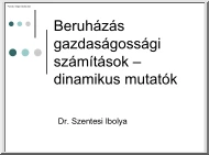 Dr. Szentesi Ibolya - Beruházás gazdaságossági számitások, dinamikus mutatók
