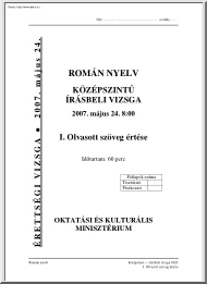 Román nyelv középszintű írásbeli érettségi vizsga megoldással, 2007