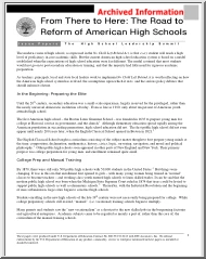 From There to Here, The Road to Reform of American High Schools