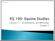EQ 100, Equine Studies, Unsoundness and Blemishes