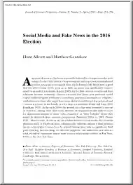 Allcott-Gentzkow - Social Media and Fake News in the 2016 Election
