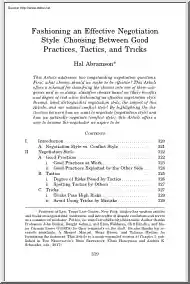 Hal Abramson - Fashioning an Effective Negotiation Style, Choosing Between Good Practices, Tactics, and Tricks