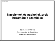 Dr. Horváth Miklós - Napelemek és napkollektorok hozamának számítása