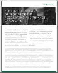 Current Trends and Outlook for the Accounting and Finance Landscape