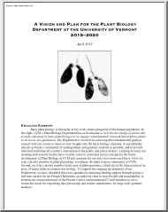 A Vision and Plan for the Plant Biology Department at the University of Vermont 2015-2020