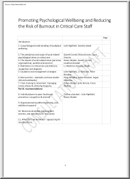 Promoting Psychological Wellbeing and Reducing the Risk of Burnout in Critical Care Staff