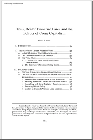 Daniel A. Crane - Tesla, Dealer Franchise Laws, and the Politics of Crony Capitalism