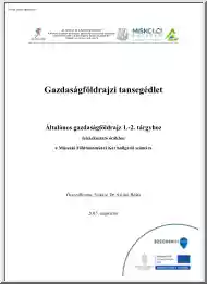 Összeállította: Siskáné Dr. Szilasi Beáta - Gazdaságföldrajzi tansegédlet