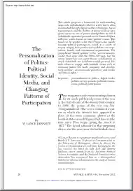 W. Lance Bennett - The Personalization of Politics, Political Identity, Social Media, and Changing Patterns of Participation