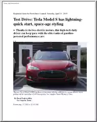 David Undercoffler - Test Drive, Tesla Model S Has Lightningquick Start, Space-age Styling