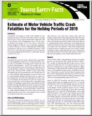 Estimate of Motor Vehicle Traffic Crash Fatalities for the Holiday Periods of 2019
