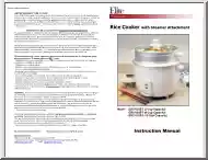Rice Cooker with Steamer Attachment, Instruction Manual