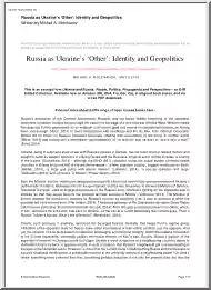 Mikhail A. Molchanov - Russia as Ukraines Other, Identity and Geopolitics