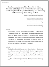 Bankers Association of the Republic of China, Amendment to Specimen of Guidelines Governing Anti-Money Laundering and Combatting the Financing of Terrorism by the Banking Sector