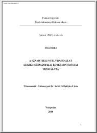 Dósa Ildikó - A számviteli nyelvhasználat lexiko-szemantikai és terminológiai vizsgálata