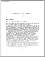 Dr. Kevin P. Lee - A Guide to Writing Mathematics