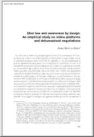 Uber Law and Awareness by Design, An Empirical Study on Online Platforms and Dehumanised Negotiations