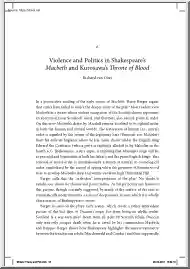 Richard van Oort - Violence and Politics in Shakespeares Macbeth and Kurosawas Throne of Blood