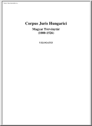 Corpus Juris Hungarici, Magyar Törvénytár (1000-1526)