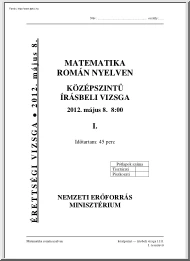 Matematika román nyelven középszintű írásbeli érettségi vizsga megoldással, 2012