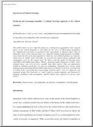 Producing and consuming inequality, A Cultural Sociology approach to the cultural industries