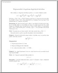 Exponenciális és logaritmus függvények deriválása