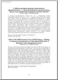 Kovács-Halmosi - A 2008-ban kirobbant gazdasági válság hatásai az államháztartásban, A válság elleni küzdelem nemzetközi szinten, Magyarország válságkezelési megoldásai nemzetközi tükörben