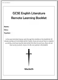 GCSE English Literature, Remote Learning Booklet