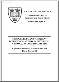Stephen-Hanhui-David - China, Europe and The Great Divergence, A Study In Historical National Accounting, 980-1850